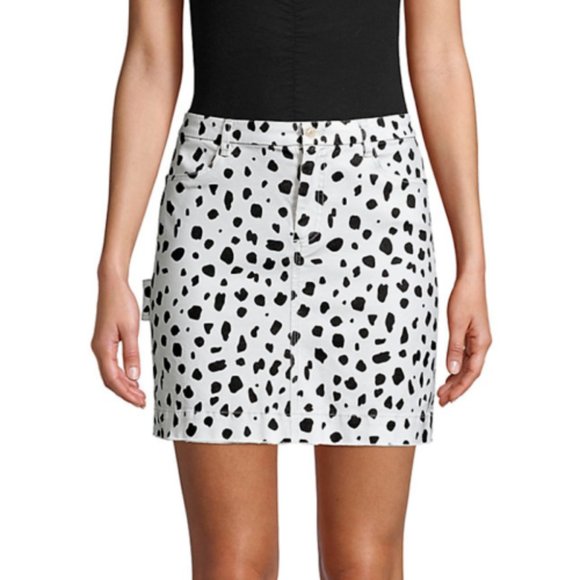 NWT ATM Animal Print Spotted Mini Carpenter Skirt Cotton Grey Black Spots 0 - Picture 13 of 13